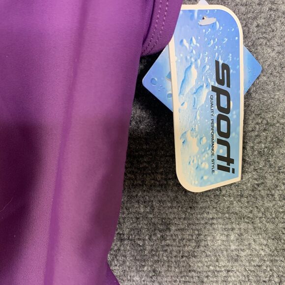 Sporti 1 Pc Bathing Suit NWT Padded Bra High Leg Thin Strap Purple Sz 32 - Picture 5 of 11